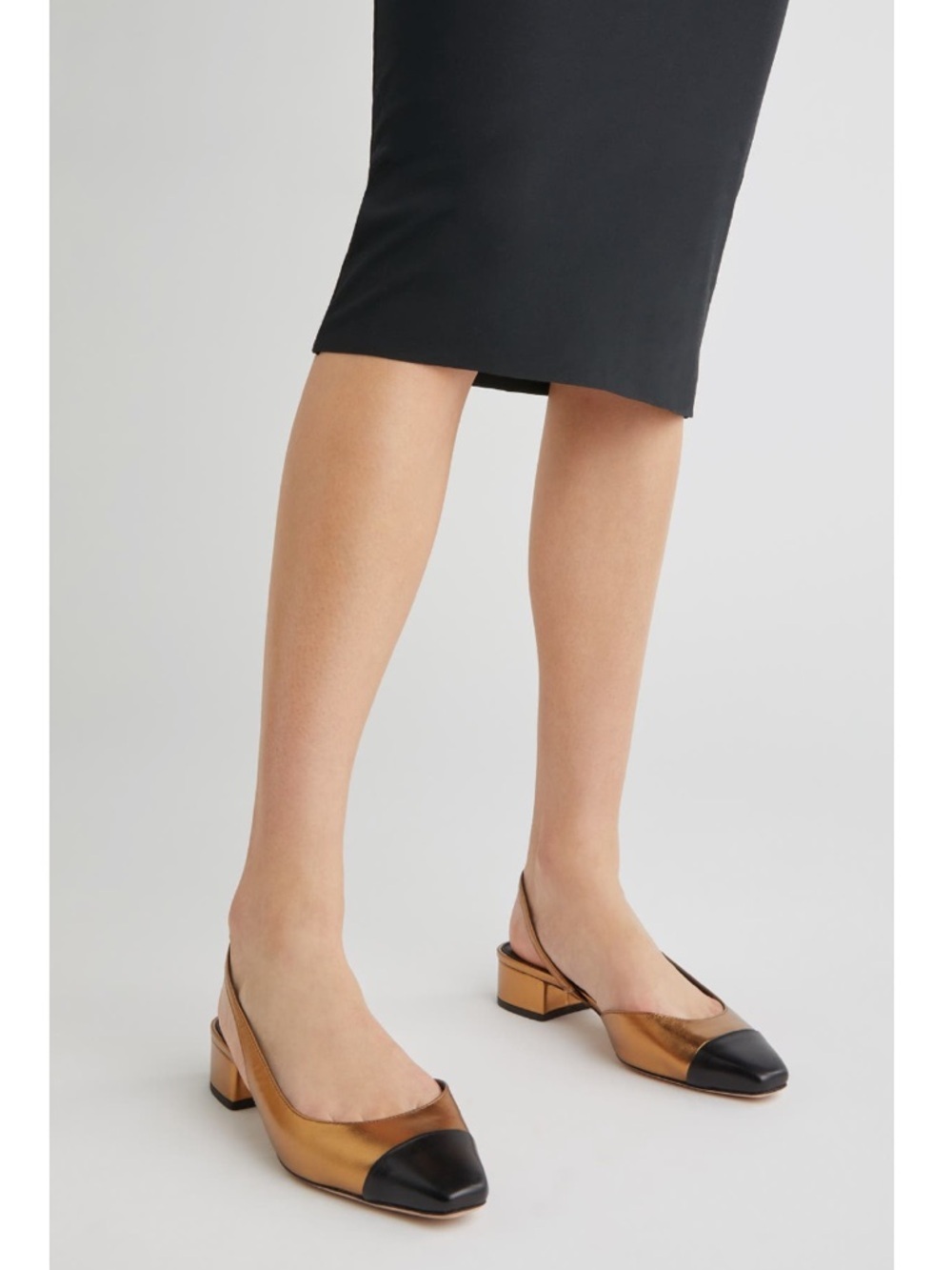 Veronica Beard Metallic Gold Cecile Half d'Orsay Slingback Shoes
